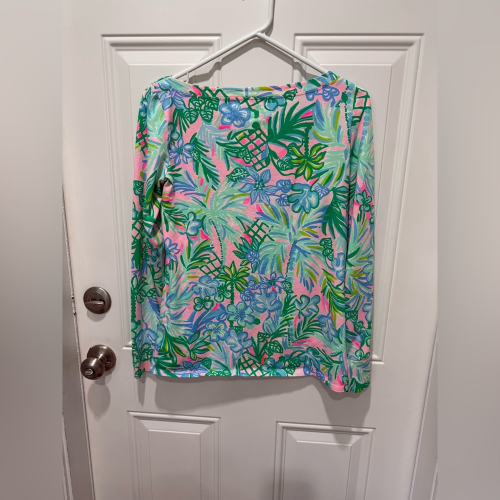 Lilly Pulitzer Neon Floral & Palm Long-Sleeve Top
